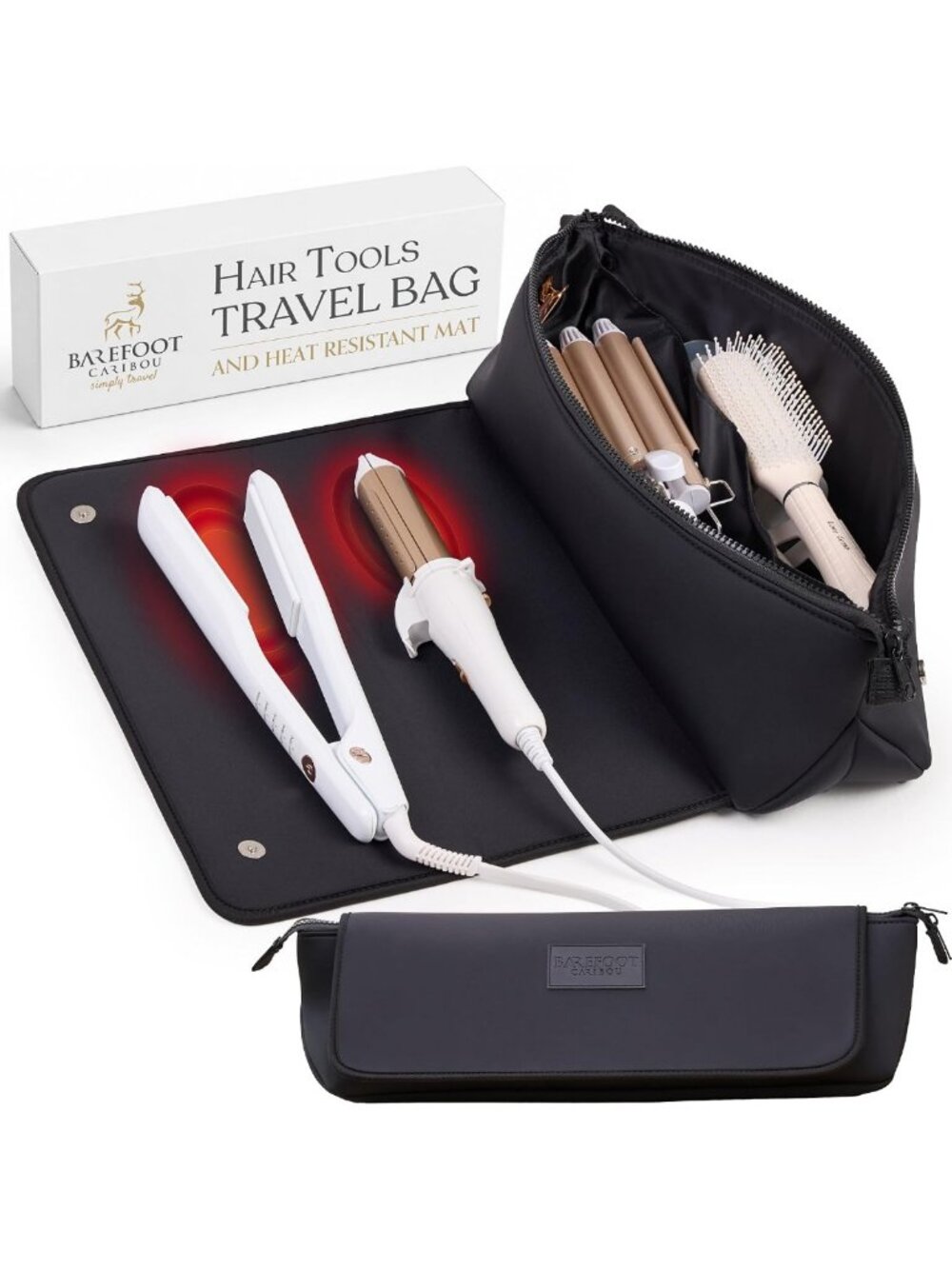 Travel Hair Tools Organizer Bag & Heat Resistant Mat 17" - Perfect for